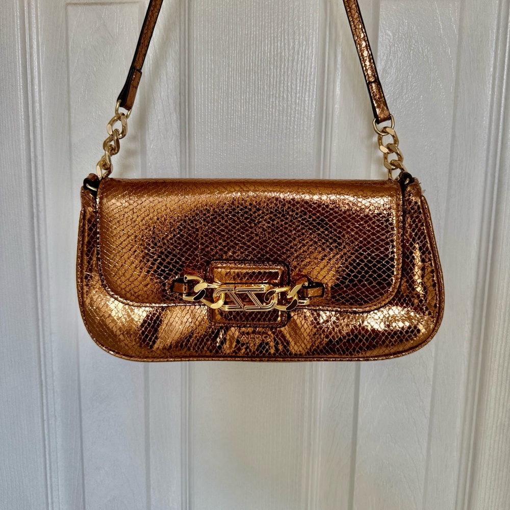 Aldo Shimmering Copper Shoulder Bag